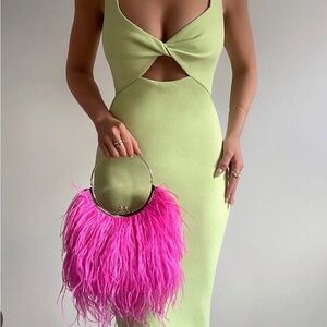 Olga Berg Penny feather clutch